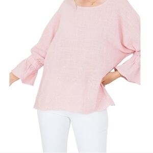 NEW! Mauve Embroidered Scalloped Edge Ruffle Woven Top